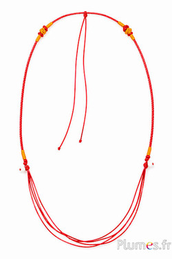 Halsketting met kralen - lengte 65 cm - rood